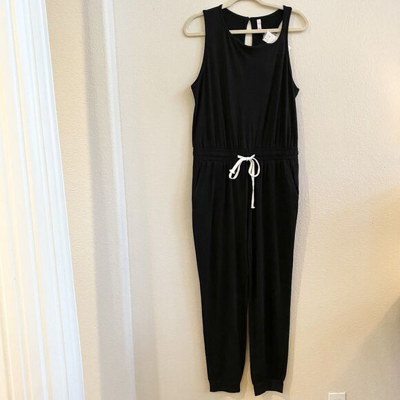 KIRUNDO Women’s Summer Cutout Solid Sleeveless Jumpsuit Crewneck Drawstring L - Picture 4 of 16